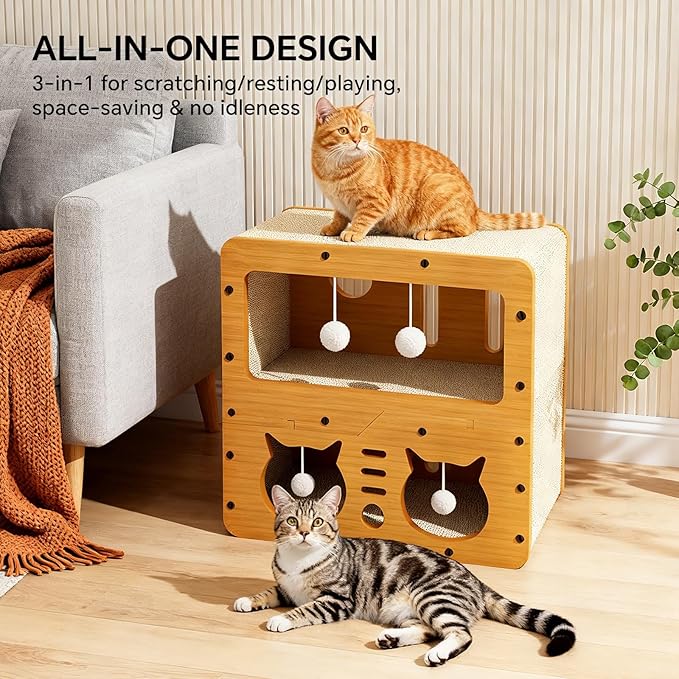 Cat Scratcher House, 2-in-1 Cardboard Cat House - Image 5