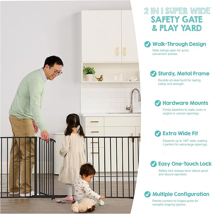 Regalo Safety 192" Super Wide Baby Gate & Play Yard, 2-in-1 Convertible Extra - Image 4