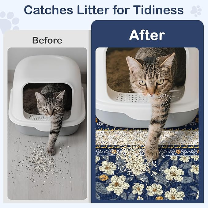 Unicorn Catcher Cat Litter Mat Non-Slip Bottom Litter Box Mat Urine-Proof Soft - Image 2