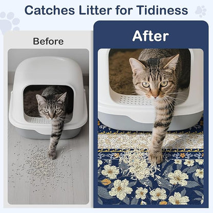Unicorn Catcher Cat Litter Mat Non-Slip Bottom Litter Box Mat Urine-Proof Soft - Image 2