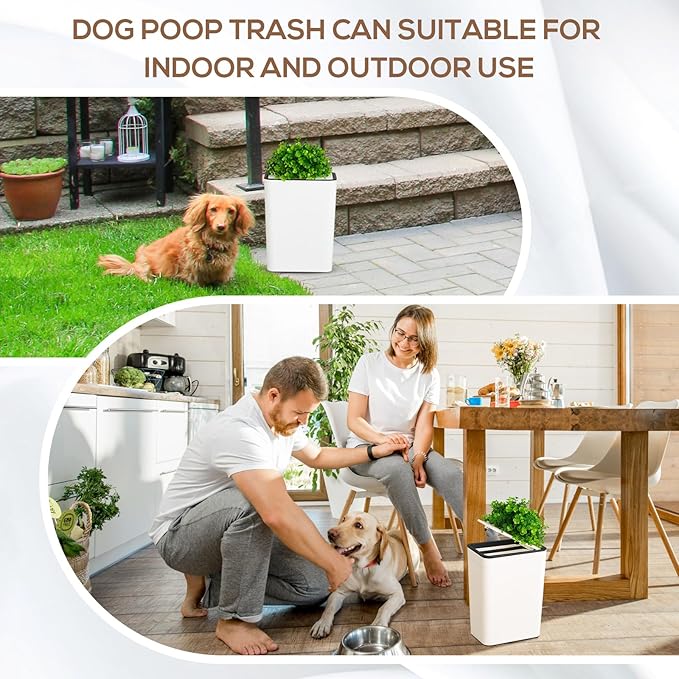Jingmore Dog Poop Trash Can Outside 3.96 Gal/15 L Plant Styled Dog Waste Trash - Image 5