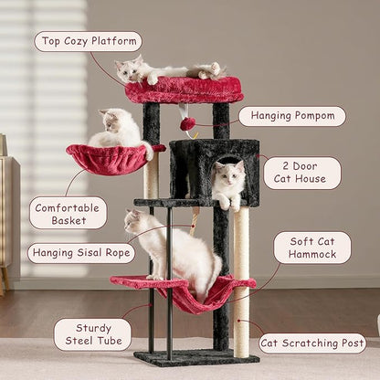 Gitelsnour Cat Tree, Cat Tower for Indoor Cats, 43.3 inch Gothic Cat Tree Tower - Image 3