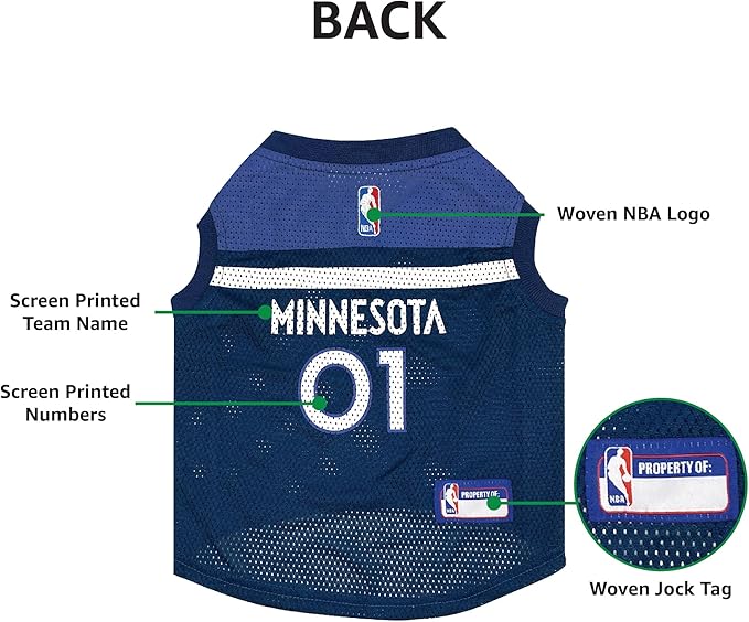 Pets First NBA Minnesota Timberwolves Dog Jersey, Large - Image 6