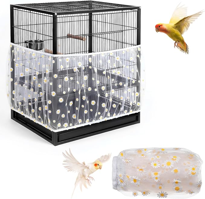 Universal Bird Cage Seed Catcher, Nylon Mesh Stretchy Skirt Bird Cage Net - Image 8