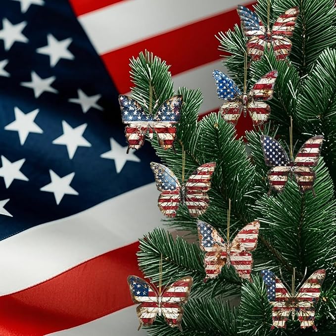 8 Pcs 4th of July Tree Hanging Ornaments Butterfly Independence Day Decorations - Image 4