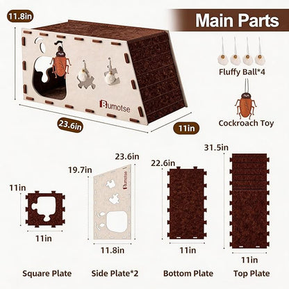 Felt Cat Bed Cave for Indoor Cats, Modular Tunnel Hideaway House for Large Cats - Image 7