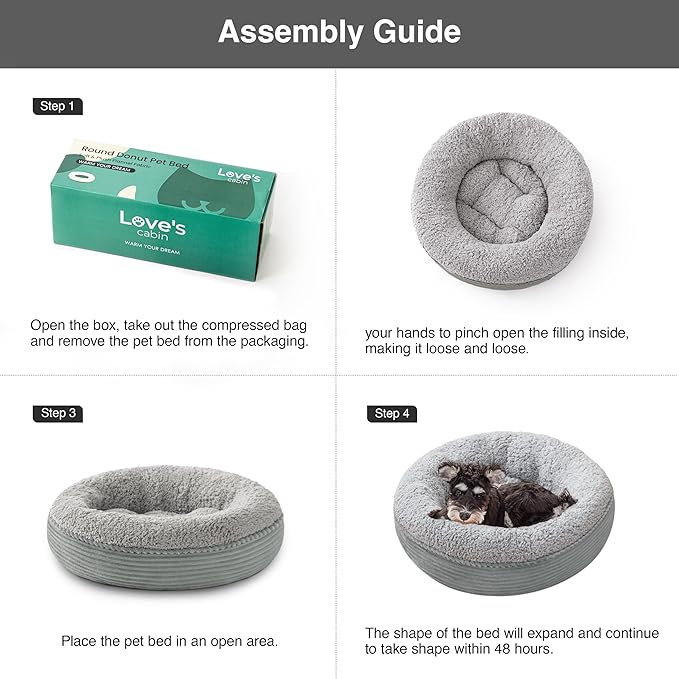 Love's cabin Round Donut Cat and Dog Cushion Bed, 24in Pet Bed - Image 8