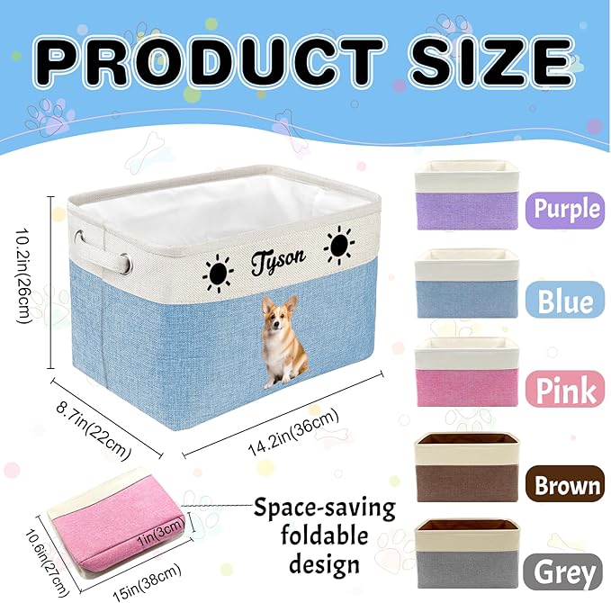 Personalized Dog Toy Storage Basket Bin - Image 2
