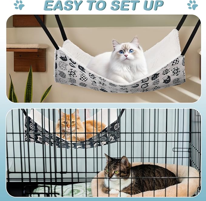 4 Pack Cat Hammock for Cage, Reversible Cat Hanging Hammock Soft Large Double - Image 5
