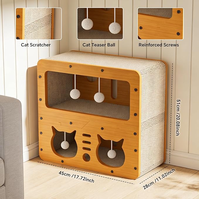Cat Scratcher House, 2-in-1 Cardboard Cat House - Image 7