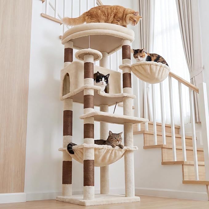 Heybly Cat Tree, 53.1-Inch Corner Stable Cat Tower - Image 10