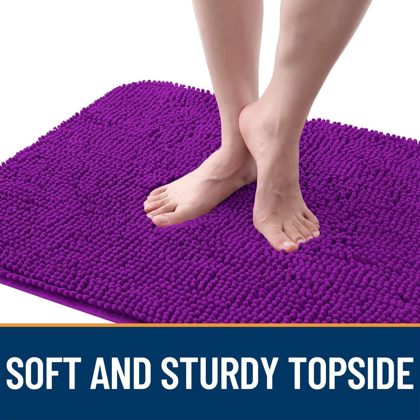 OLANLY Dog Door Mat for Muddy Paws 47x24, Absorbs Moisture and Dirt, Absorbent Non-Slip Washable Doormat, Quick Dry Chenille Mud Mat for Dogs, Entry Indoor Entryway Carpet for Inside Floor, Purple