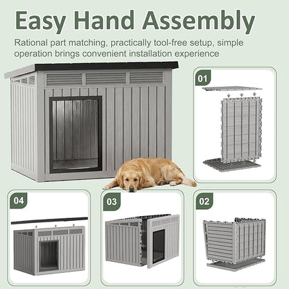 DRATO Large Dog House, Weatherproof Resin Large Dog House Outdoor - Image 6
