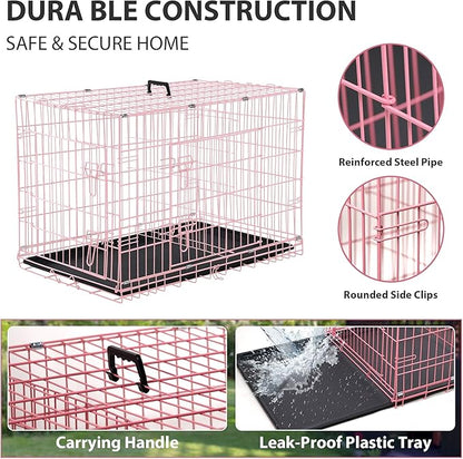 Dog Crate, 36 inch, Folding Metal Wire, Double-Door, Medium Dogs, Indoor/Outdoor - Image 4