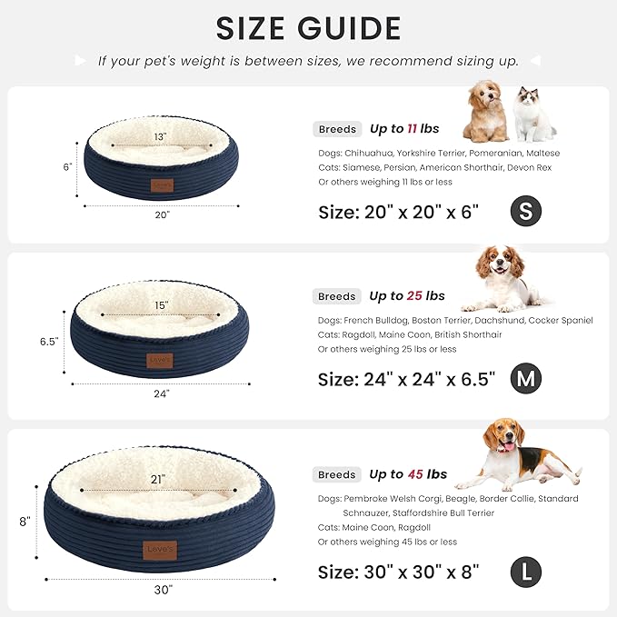 Love's cabin Round Donut Cat and Dog Cushion Bed, 20in Pet Bed - Image 4