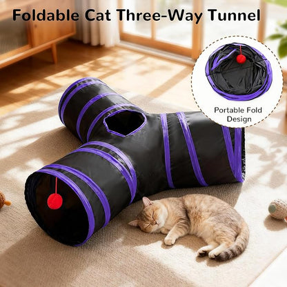 Tempcore Cat Tunnel for Indoor Cats, 3-Way Collapsible Play Tunnel - Image 6