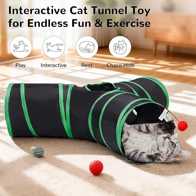 Tempcore Cat Tunnel for Indoor Cats, 3-Way Collapsible Play Tunnel - Image 3