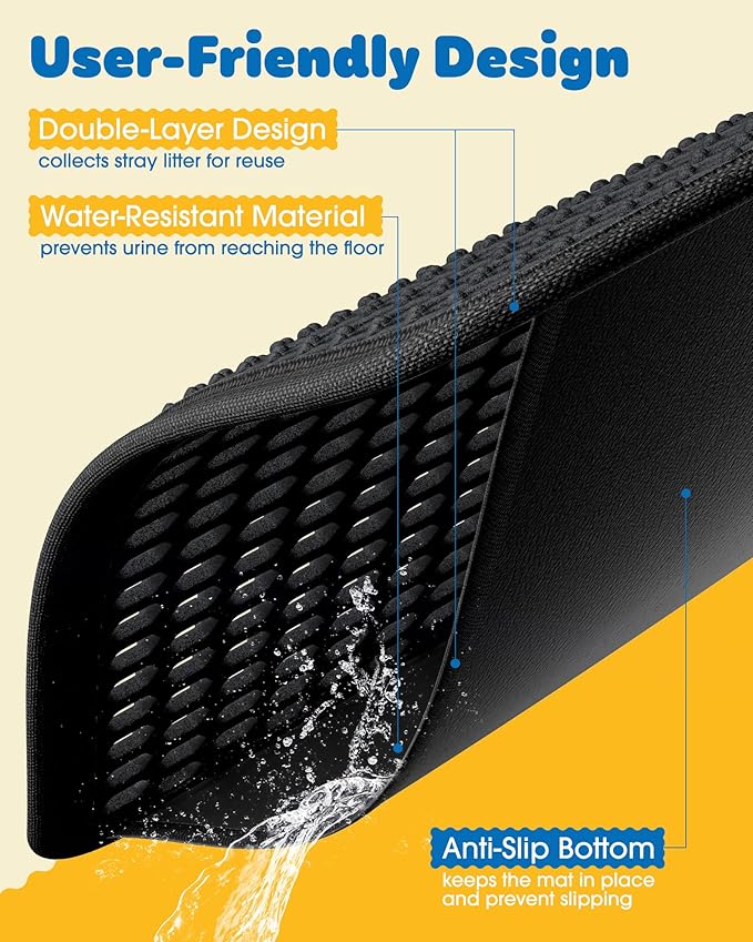 Cat Litter Mat - 30'' x 24'' Large Litter Trapping Mat, Waterproof, Urine-Proof - Image 5