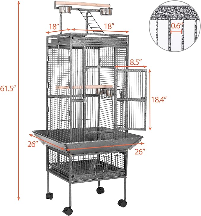 HSM 62 Inch Wrought Iron Large Bird Flight Cage - Image 2
