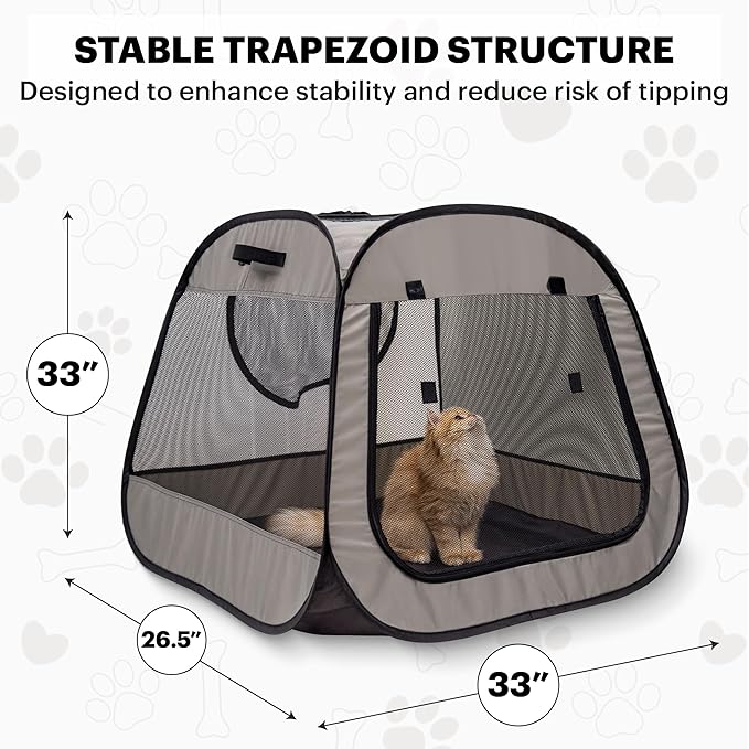 LAFYETTE. - US Based, Portable Cat Playpen, Trapezoidal Stable Design, Foldable - Image 6