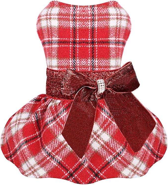 Dog Dress for Small Dogs, Winter Cute Warm Fleece Dog Sweater Dresses for Small by Sebaoyu