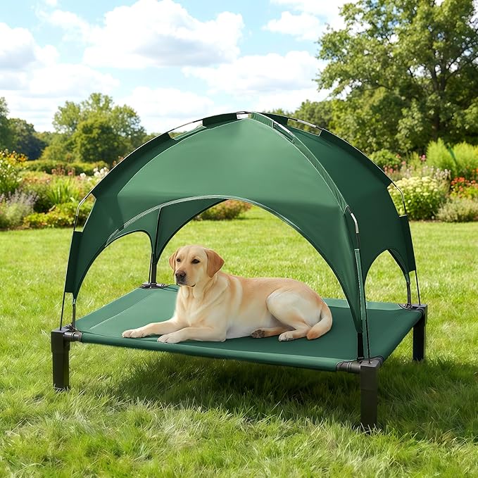 Heeyoo Elevated Dog Bed with Removable Canopy, Portable Dog Cot with Sun - Image 7