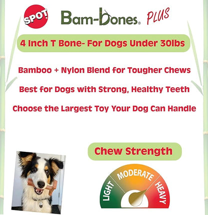 SPOT Bam-Bones Plus T Bone – Bamboo Fiber & Nylon Dog Chew Toy - Image 2