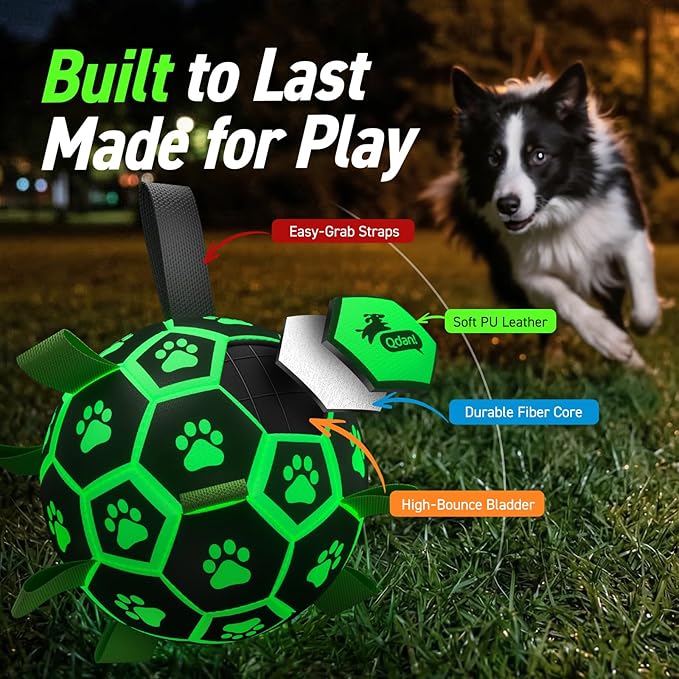 QDAN Glow in The Dark Dog Toys Soccer Ball - Image 9