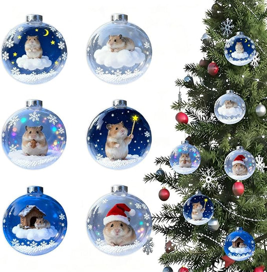 6 Pcs Hamster Christmas Ornament Decor Flat 2D Acrylic Small Animal Christmas by BHOOKA