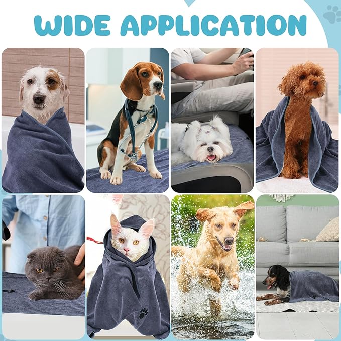 WOUSEDO Microfiber Dog Towels for Drying Dogs, Super Absorbent and Soft Pet - Image 7