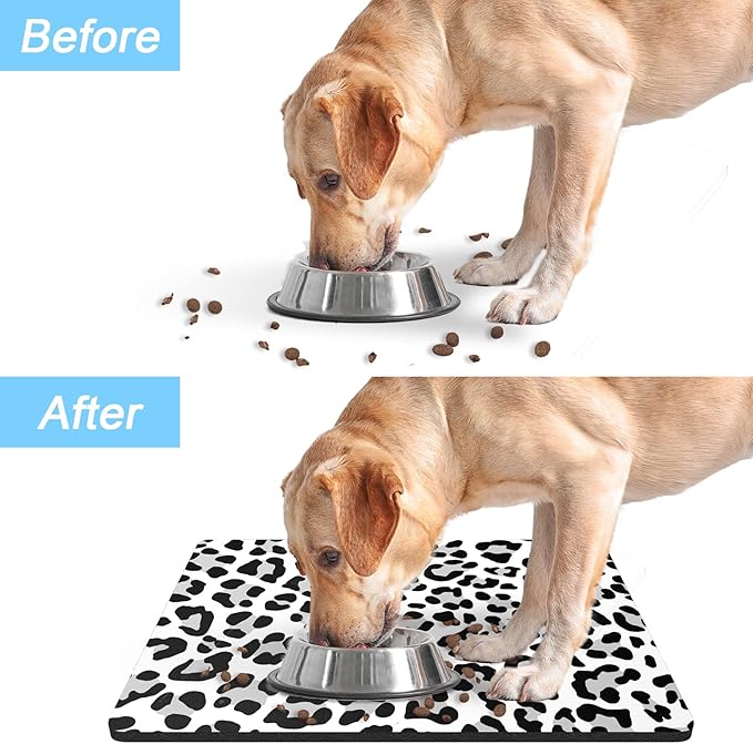 Rnivvi Dog Food Mat, Cute Anti-Slip Rubber Pet Feeding Rug Protect Floors - Image 6