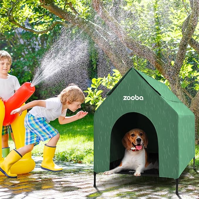 Zooba 29" 2-in-1 Dog House for Medium Dogs, Elevted Dog House Outdoor/Indoor - Image 4
