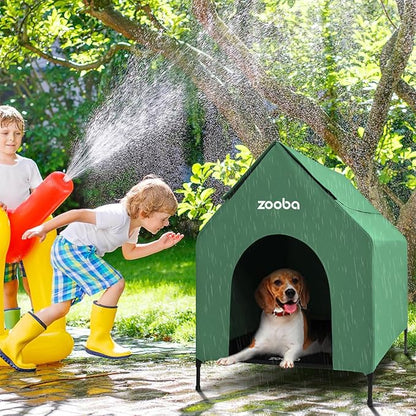 Zooba 29" 2-in-1 Dog House for Medium Dogs, Elevted Dog House Outdoor/Indoor - Image 4