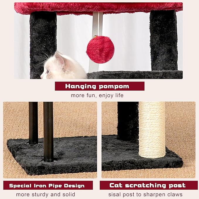 Gitelsnour Cat Tree, Cat Tower for Indoor Cats, 43.3 inch Gothic Cat Tree Tower - Image 6