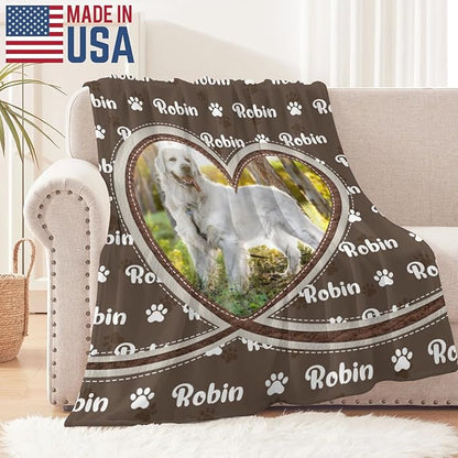 Personalized Dog Blankets with Name Photos, Custom Paw Print Blanket - Image 2