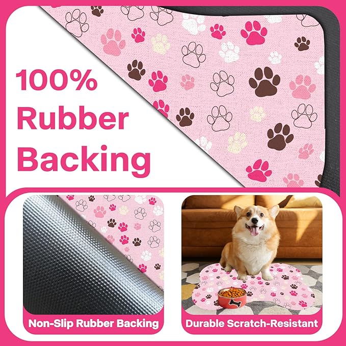 Pet Dog Cat Food Mat, Absorbent Bone Shaped Dog Bowl Mats - Image 5