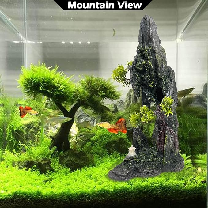Tall Aquarium Mountain View Stone Decorations Aquarium Ornament Rock Cave - Image 7