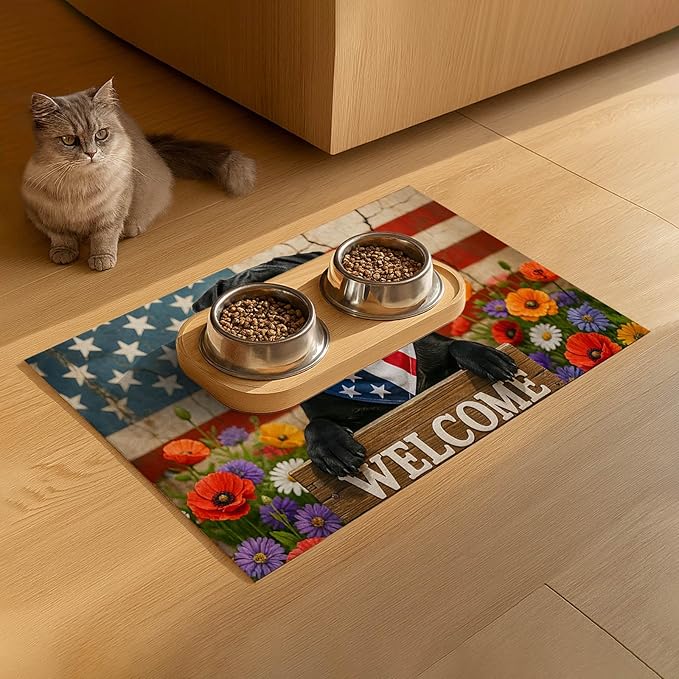 HOMETITUTE Dog Food Mat 4th of July Flag Pet Food Mats Independence Day - Image 9