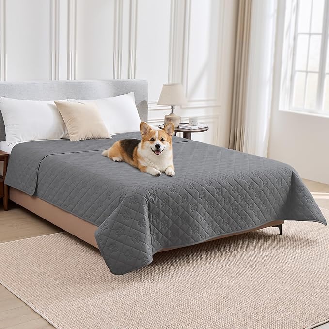 PAWFINITY Waterproof Dog Bed Covers, Pee Proof Pet Blanket, Paw Print Quilted by Pawfinity