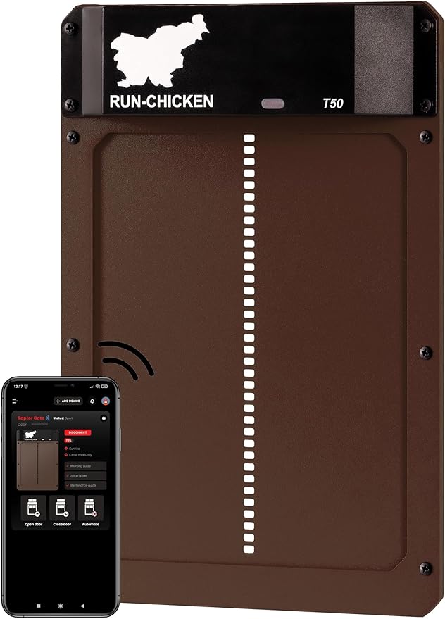 RUN-CHICKEN Door T50 – Automatic Chicken Coop Door Opener, Battery Powered & by RUN-CHICKEN