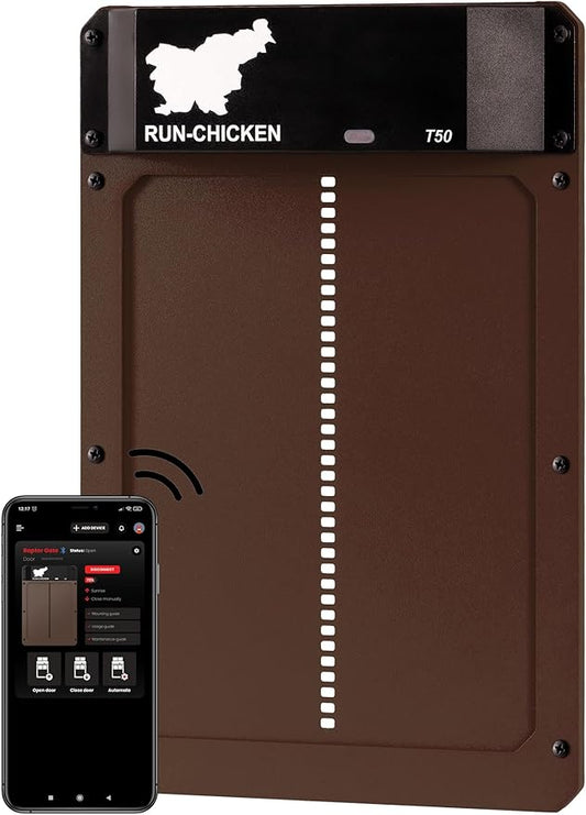 RUN-CHICKEN Door T50 – Automatic Chicken Coop Door Opener, Battery Powered & by RUN-CHICKEN