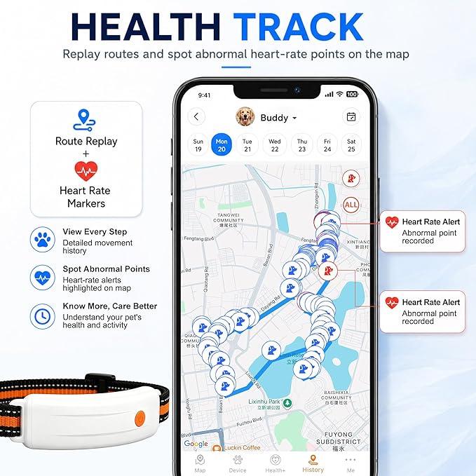 4G LTE GPS Pet Tracker & Virtual Fence, Real-Time Location, Heart Rate & - Image 7