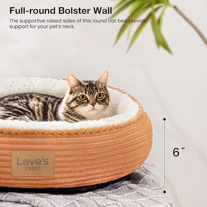 Love's cabin Round Donut Cat and Dog Cushion Bed, 20in Pet Bed - Image 6