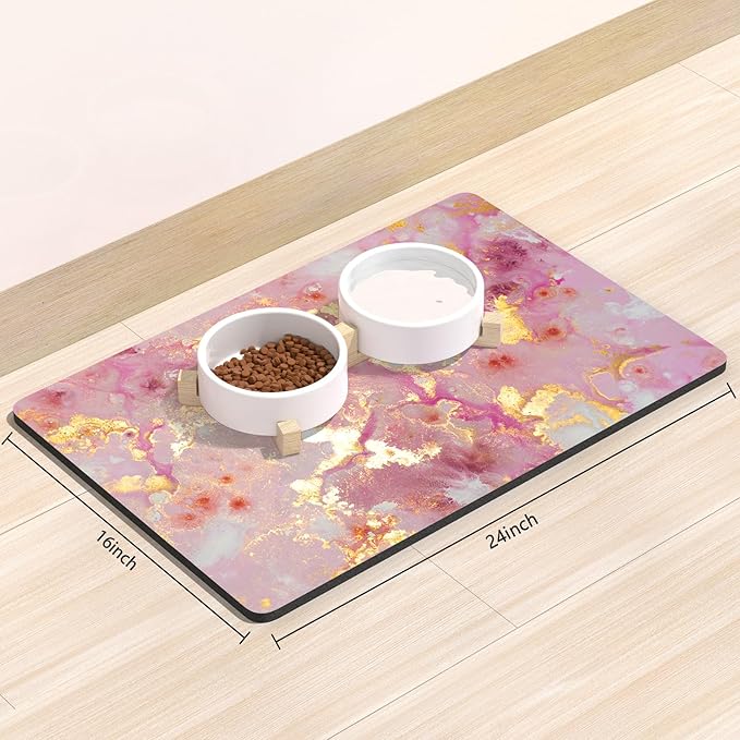 Rnivvi Dog Food Mat, Cute Anti-Slip Rubber Pet Feeding Rug Protect Floors - Image 2