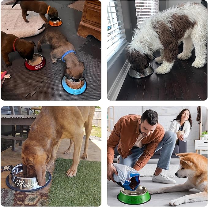 Customized Dog Cat Bowl with Name, BUGMKCS Personalized Steel-stanless Puppy - Image 2