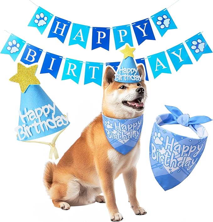 Dog Birthday Party Decoration, Pet Birthday Bandana Set by SharelovespreadjoychooseGOHERII