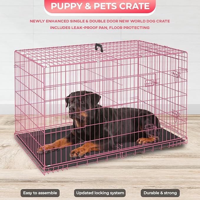 FDW Dog Crate for Large Dogs 48 Inch Folding Metal WirePet Cage Double Door - Image 4