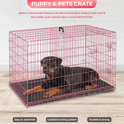FDW Dog Crate for Large Dogs 48 Inch Folding Metal WirePet Cage Double Door - Image 4