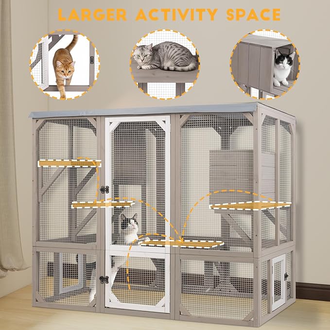 Ketive Catio Outdoor Cat Enclosure, Wooden Cat Catio, Large Weatherproof Cats - Image 5