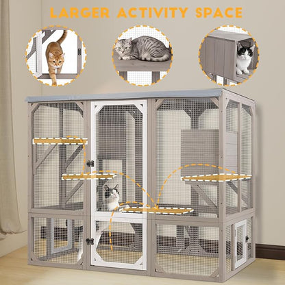 Ketive Catio Outdoor Cat Enclosure, Wooden Cat Catio, Large Weatherproof Cats - Image 5